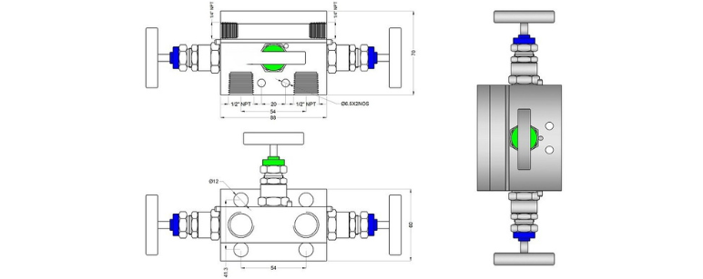 Pipe Gauge 90° Syphon Main View